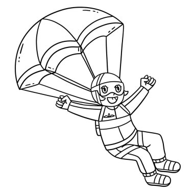  Paraşütlü bir kadın pilotun sevimli ve komik renkli sayfası. Çocuklar için saatlerce boyama eğlencesi sağlıyor. Bu sayfayı boyamak çok kolaydır. Küçük çocuklar ve yeni yürümeye başlayanlar için uygun..