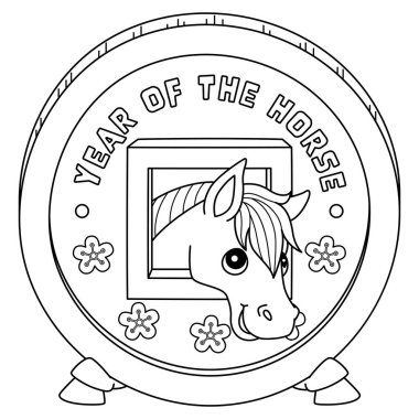 At Çin Sikkesi Yılı 'nın sevimli ve komik renkli sayfası. Çocuklar için saatlerce boyama eğlencesi sağlıyor. Bu sayfayı boyamak çok kolaydır. Küçük çocuklar ve yeni yürümeye başlayanlar için uygun.. 