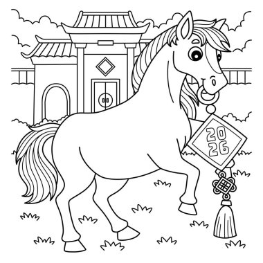 Çin Büyüsü Tutan At Yılı 'nın sevimli ve komik renkli bir sayfası. Çocuklar için saatlerce boyama eğlencesi sağlıyor. Bu sayfayı boyamak çok kolaydır. Küçük çocuklar ve yeni yürümeye başlayanlar için uygun..