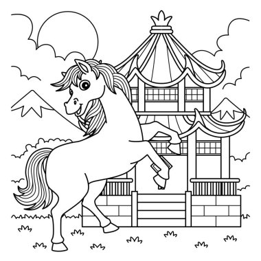 Çin Tapınağında At Yılı 'nın sevimli ve komik renkli bir sayfası. Çocuklar için saatlerce boyama eğlencesi sağlıyor. Bu sayfayı boyamak çok kolaydır. Küçük çocuklar ve yeni yürümeye başlayanlar için uygun..