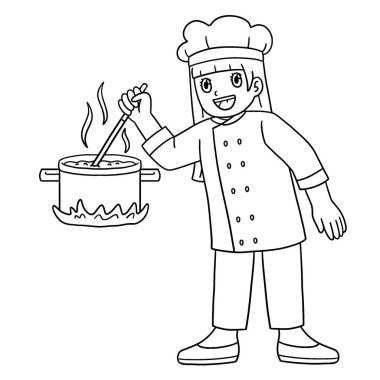 Çorbayı Karıştıran Kadın Aşçı 'nın sevimli ve komik renkli bir sayfası. Çocuklar için saatlerce boyama eğlencesi sağlıyor. Bu sayfayı boyamak çok kolaydır. Küçük çocuklar ve yeni yürümeye başlayanlar için uygun..