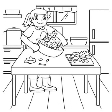Şef Kız Karıştırma Salatası 'nın sevimli ve komik renkli sayfası. Çocuklar için saatlerce boyama eğlencesi sağlıyor. Bu sayfayı boyamak çok kolaydır. Küçük çocuklar ve yeni yürümeye başlayanlar için uygun..