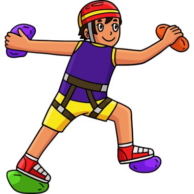 Bu karikatür, kayalara tırmanan bir çocuğun resimlerini gösteriyor..