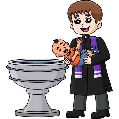 Bu karikatür klipinde rahip resimli bir Vaftiz Bebeği var.. 