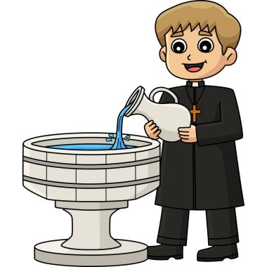 Bu karikatür klibinde bir Vaftiz Rahibi kutsal su resimlerini sergiliyor.. 