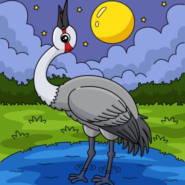 Bu karikatür bir Kuş Turnası Hayvanı illüstrasyonunu gösteriyor. 