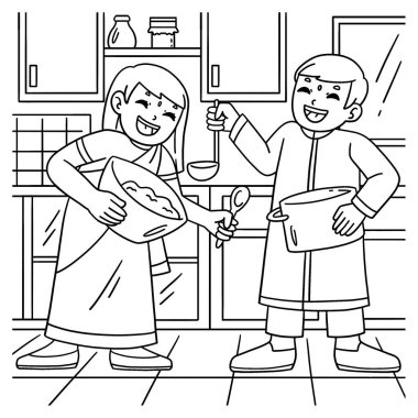 Raksha Bandhan Kardeşler Aşçılığının sevimli ve komik renkli bir sayfası. Çocuklar için saatlerce boyama eğlencesi sağlıyor. Bu sayfayı boyamak çok kolaydır. Küçük çocuklar ve yeni yürümeye başlayanlar için uygun.. 