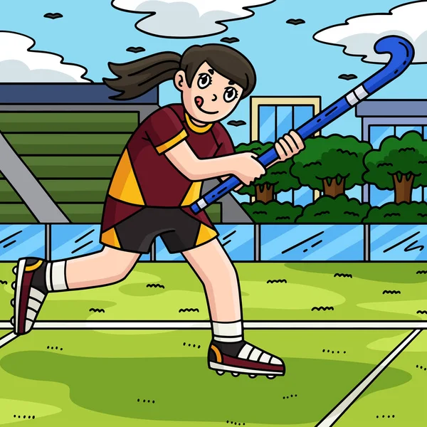 Bu karikatür klibinde bir Field Hockey Kadın Oyuncu Çizimi gösteriliyor.