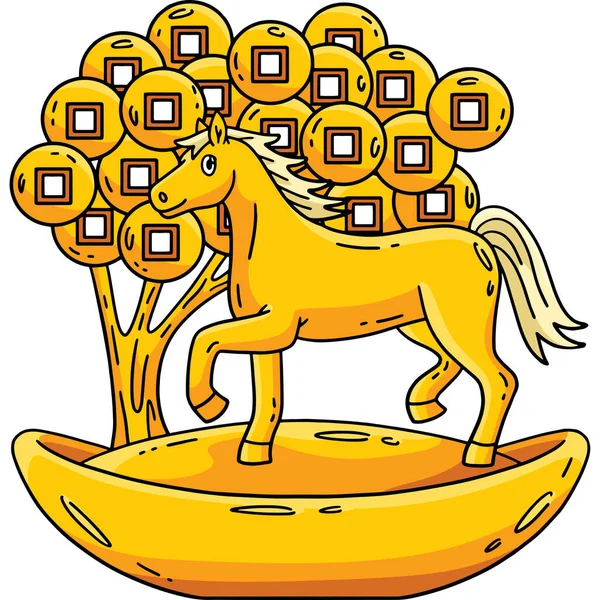 Bu karikatürde bir At Yılı 2026 ve Sikke Ağacı illüstrasyonu gösteriliyor..