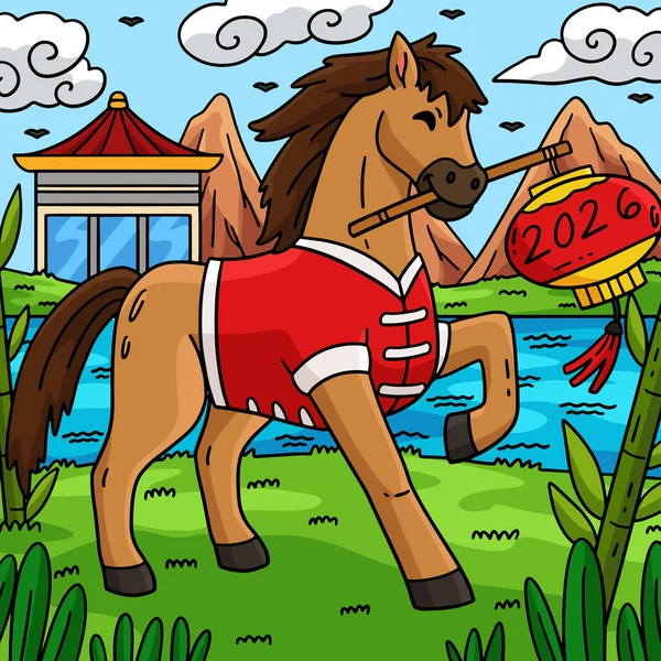 Bu karikatür parçası bir At Yılı 2026 'yı ve Fener Çizimleri' ni gösteriyor..