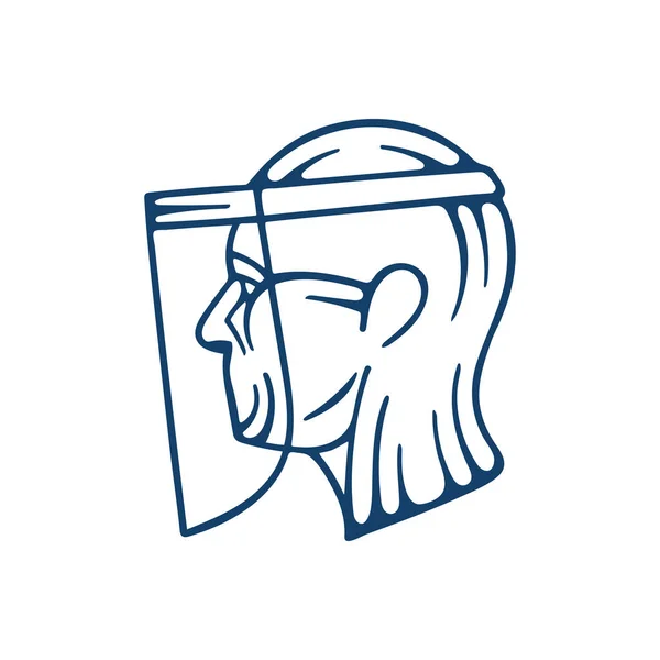 手绘人头与人脸保护罩在一起 皮肤和呼吸系统保护设备 成套服务的一部分 — 图库矢量图片