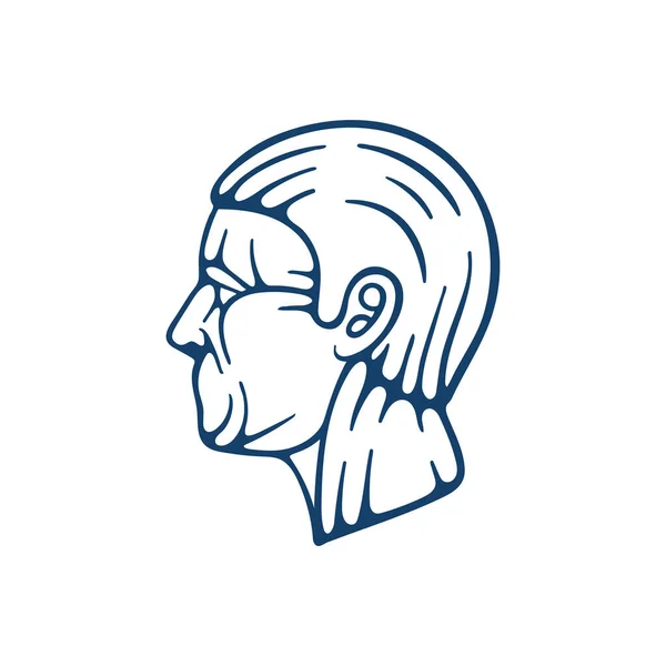 Handgezeichneter Menschlicher Kopf Profil Mann Abstrakte Seite Porträtzeichnung Skizze Teil — Stockvektor