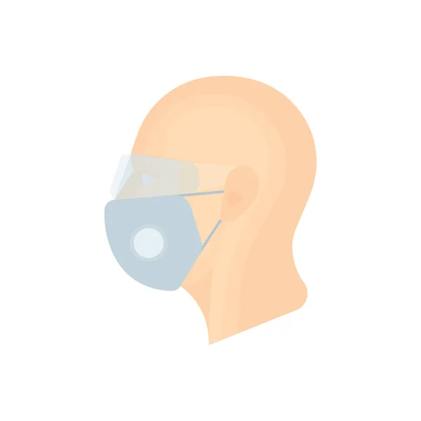 Human Head Profile Medical Protective Mask Human Head Sign Biohazard — Stock Vector
