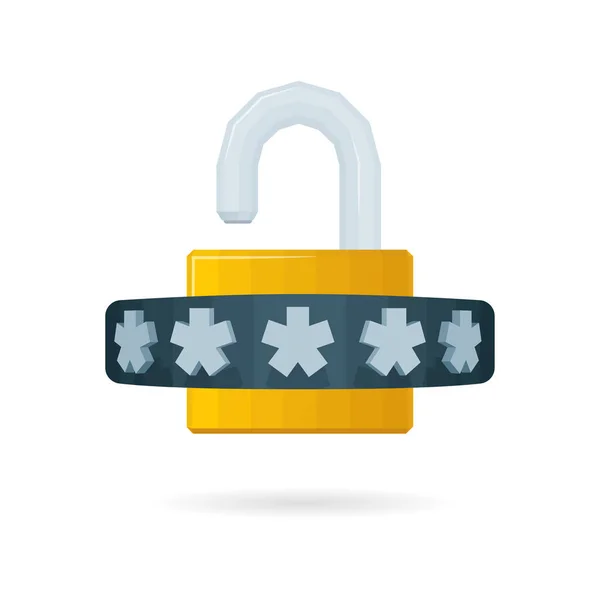 Password Protected Concept Open Padlock Password Security Access Verification Code — Stock Vector