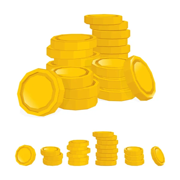 黄金のコインが積もってる ホワイトを基調としたゴールデンコインベクトルイラスト ギャンブルの概念 集合の一部 — ストックベクタ