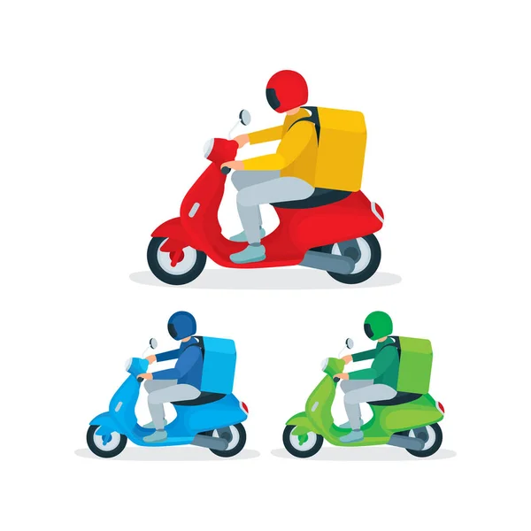 Service Livraison Courrier Livraison Emporter Garçon Sur Scooter Avec Étui — Image vectorielle