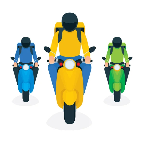 Service Livraison Courrier Livraison Emporter Garçon Sur Scooter Avec Étui — Image vectorielle