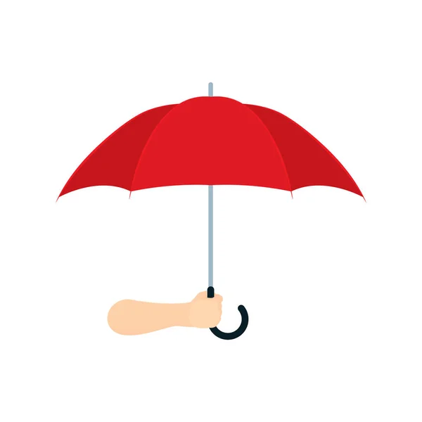 Hand Umbrella Male Hand Holding Red Umbrella Vector Illustration Insurance — Stock Vector