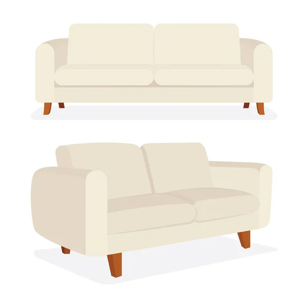 现代沙发在不同的观点 矢量插图收集 舒适舒适的软软家具 成套服务的一部分 — 图库矢量图片