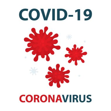 Covid-19 Corona virüsü. Solunum gribi covid-19 virüs hücreleri vektör çizimi. 