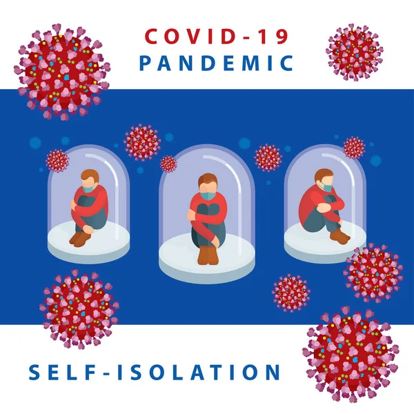 Covid Pandemia Distanciamiento Social Cornavirus Auto Aislamiento Concepto Vector Ilustración — Vector de stock