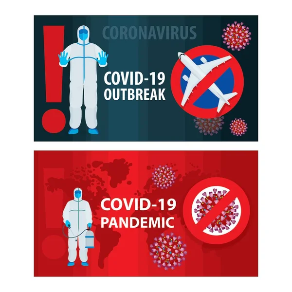 Alerta Mundial Pandemia Por Coronavirus Prohibición Vuelos Covid Brote Ilustraciones — Vector de stock