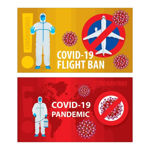 Alerta Mundial Pandemia Por Coronavirus Prohibición Vuelos Covid Brote Ilustraciones — Vector de stock
