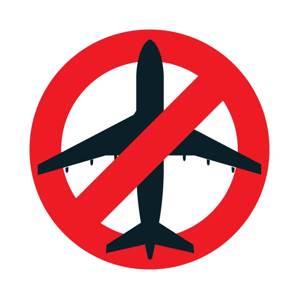 Рейсы Символ Запрета Самолет Красном Векторном Знаком Запрета Остановите Вывеску — стоковый вектор