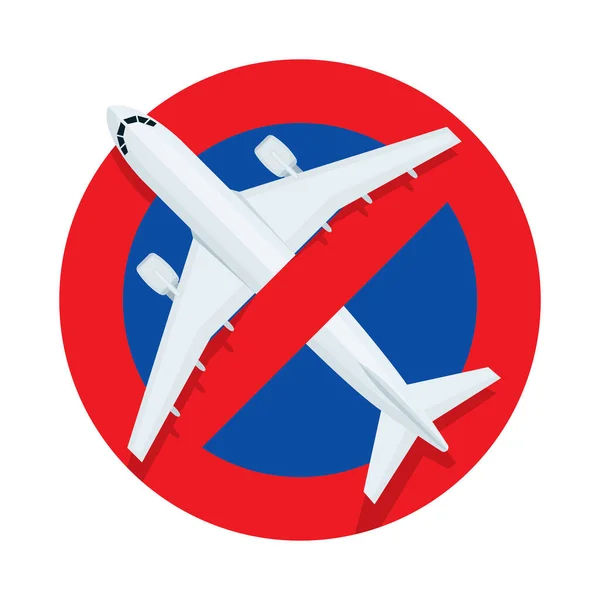 Рейсы Символ Запрета Самолет Красном Векторном Знаком Запрета Остановите Вывеску — стоковый вектор