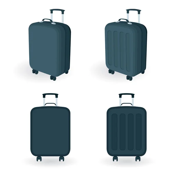 Une Valise Valises Vue Face Collection Illustrations Vectorielles Partie Ensemble — Image vectorielle