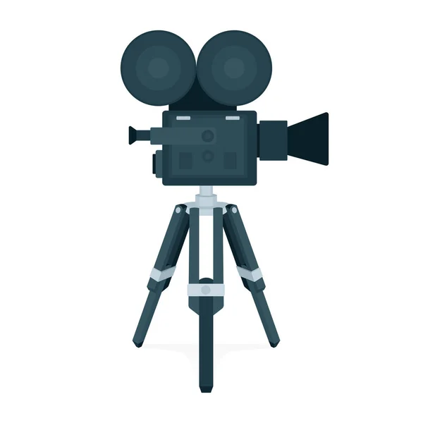 映画カメラ レトロな映画カメラと三脚のアウトラインベクトルイラスト 集合の一部 — ストックベクタ