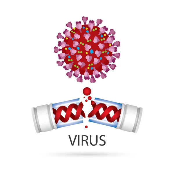 Koronawirus Złamana Probówka Wizualizacja Wirusa Koronawirusowego Śmiertelna Ilustracja Wektora Epidemii — Wektor stockowy