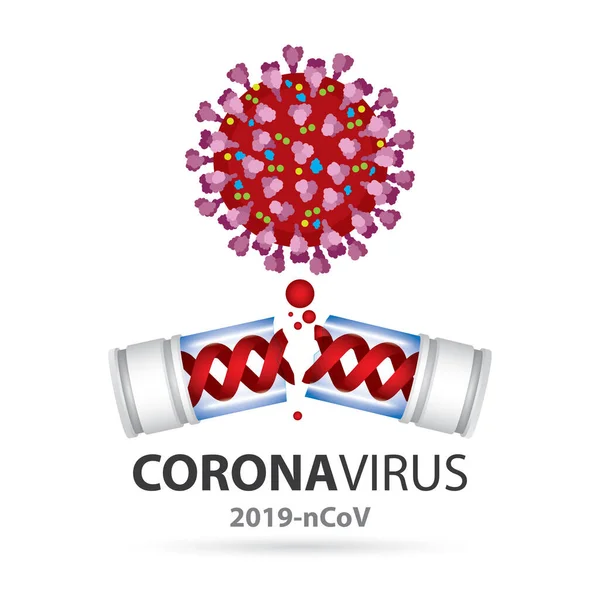 Coronavirus Tubo Prueba Virus Médico Roto Visualización Del Coronavirus Ilustración — Vector de stock