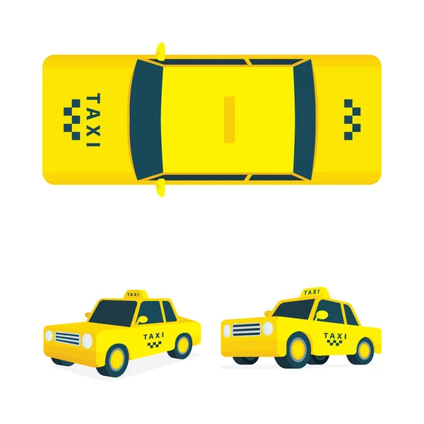 Taxi Isometrische Taxi Vektor Illustrationen Sammlung Low Poly Taxi Car — Stockvektor