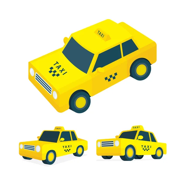 Taxi Izometrická Kolekce Ilustrací Vektorů Taxi Nízko Poly Taxi Auto — Stockový vektor