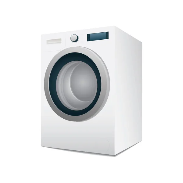 洗濯機だ 現実的な洗濯機のイラスト 洗濯機側の眺め 集合の一部 — ストックベクタ