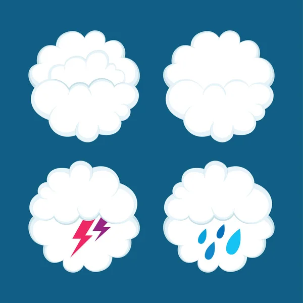 Weather Icons Clouds Lightning Rain Drawn Vector Illustrations Set Part — Stock Vector