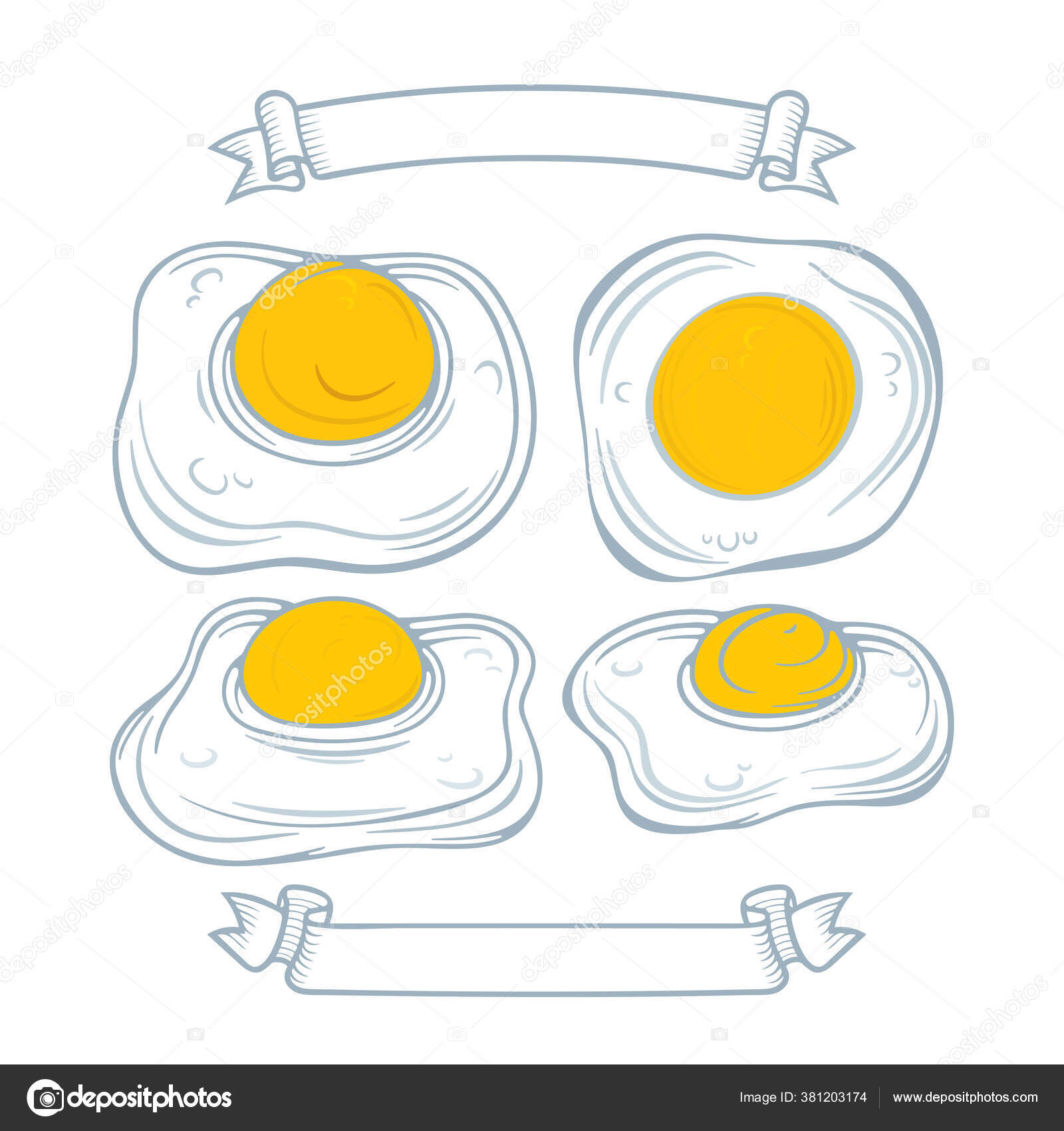 Huevo Frito Huevos Encendidos Ilustraciones Vectoriales Dibujadas Mano  Dibujo Del Vector de stock #381203174 de ©jakel, image size:1600x1700