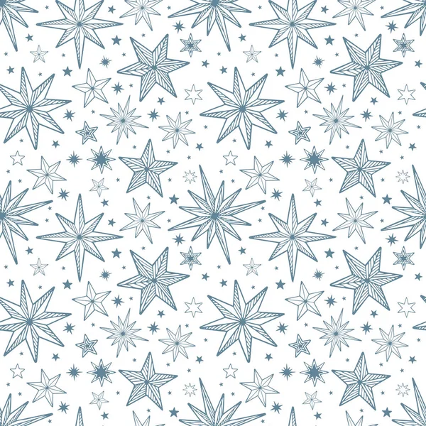 手描きの星のシームレスなパターン 星はシームレスな背景を描くスケッチ 集合の一部 — ストックベクタ