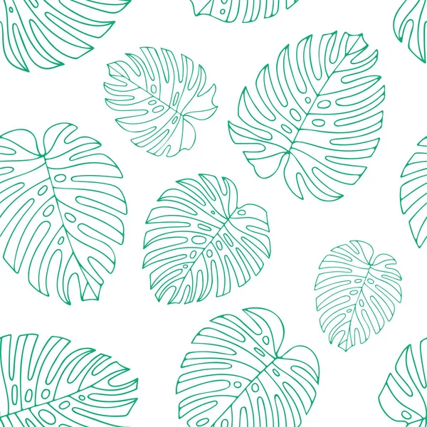 Monstera Monstera Leaves Seamless Pattern Endless Floral Background Part Set — Stock Vector