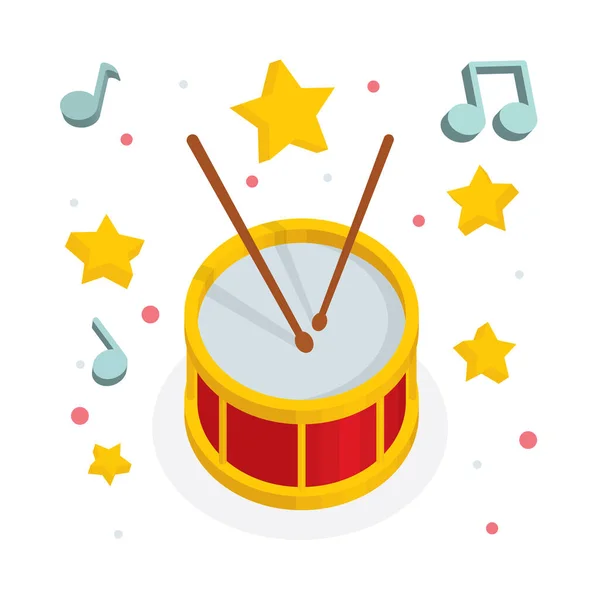 Tambour Live Musique Concert Dessin Animé Style Illustration Vectorielle Partie — Image vectorielle