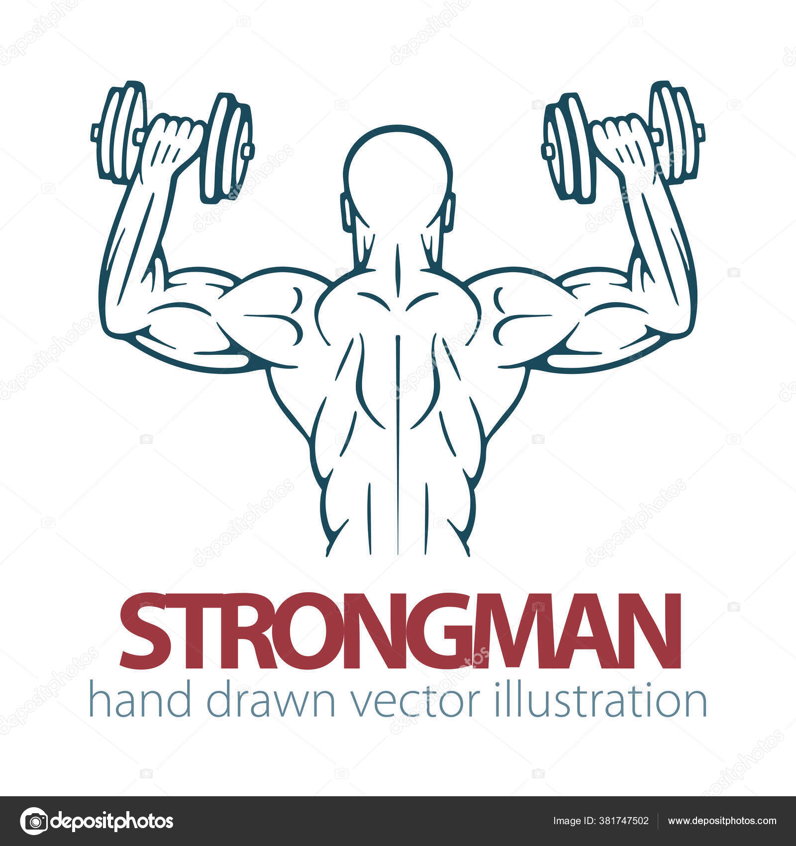 Muscular Culturista Con Mancuernas Fuerte Cuerpo Masculino