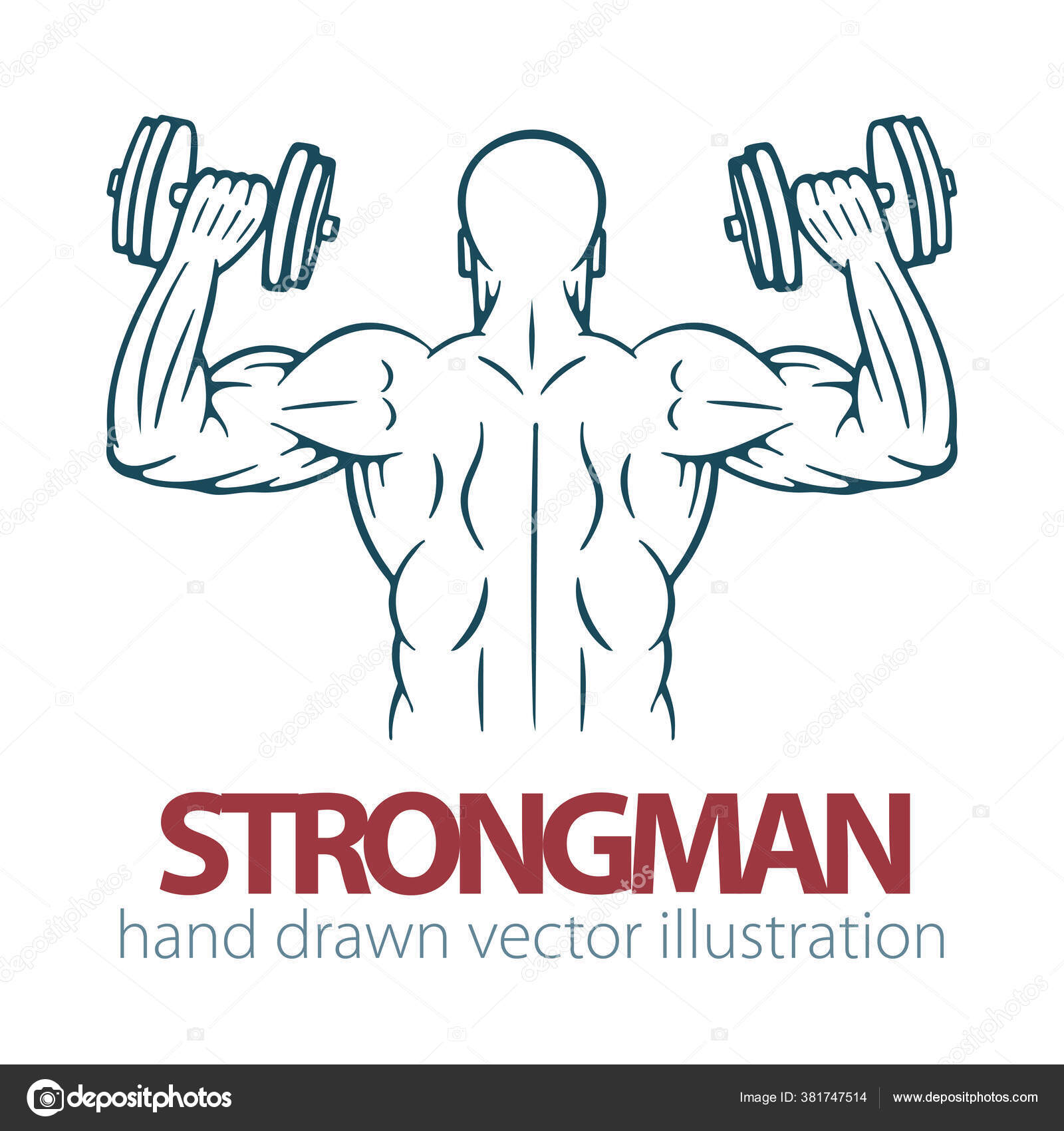 Muscular Culturista Con Mancuernas Fuerte Cuerpo Masculino