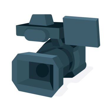 Kamera var. Video kamera vektör illüstrasyonu. Dijital video izometrik simgesi. Kümenin bir parçası.