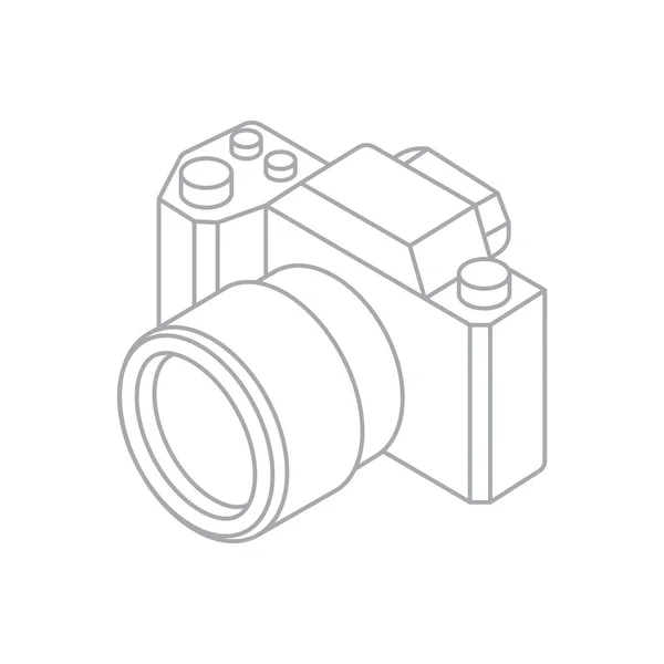 Fotocamera Camera Overzicht Vector Illustratie Fotografie Isometrische Icoon — Stockvector