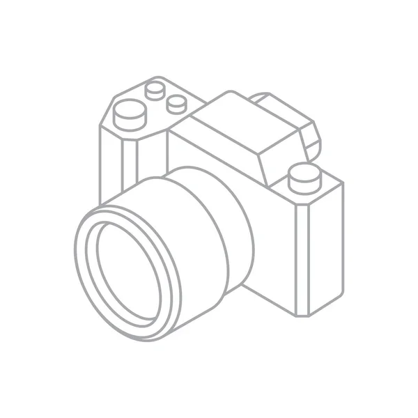 Cámara Fotográfica Esquema Cámara Ilustración Vectorial Icono Isométrico Fotografía — Vector de stock