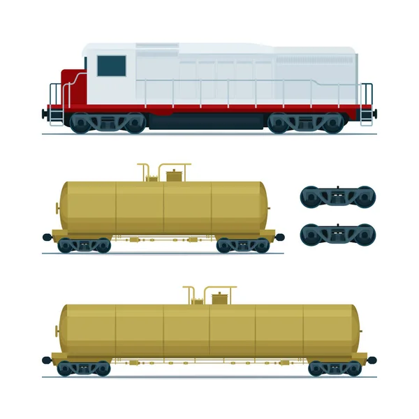 Entrenar Vagones Carga Transporte Ferroviario Locomotora Diesel Vagones Cisterna Ferrocarril — Archivo Imágenes Vectoriales