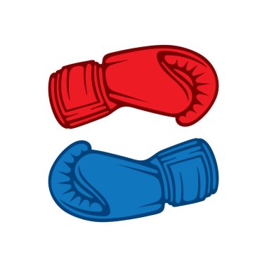 Boks eldivenleri. Beyaz arkaplanda izole edilmiş gerçekçi boks eldivenleri düz stil vektör çizimi. 