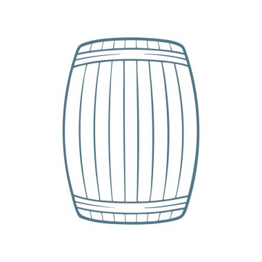 Fıçı. Fıçı el çizimi vektör çizimi. Ana hatlı tahta namlu kenarı manzarası. Kümenin bir parçası.
