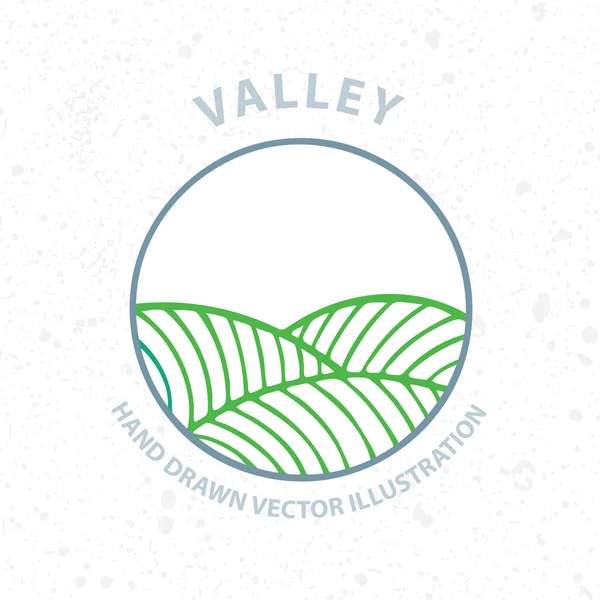 Green valley abstract logo. Nature and meadows. Landscape stylized logo.